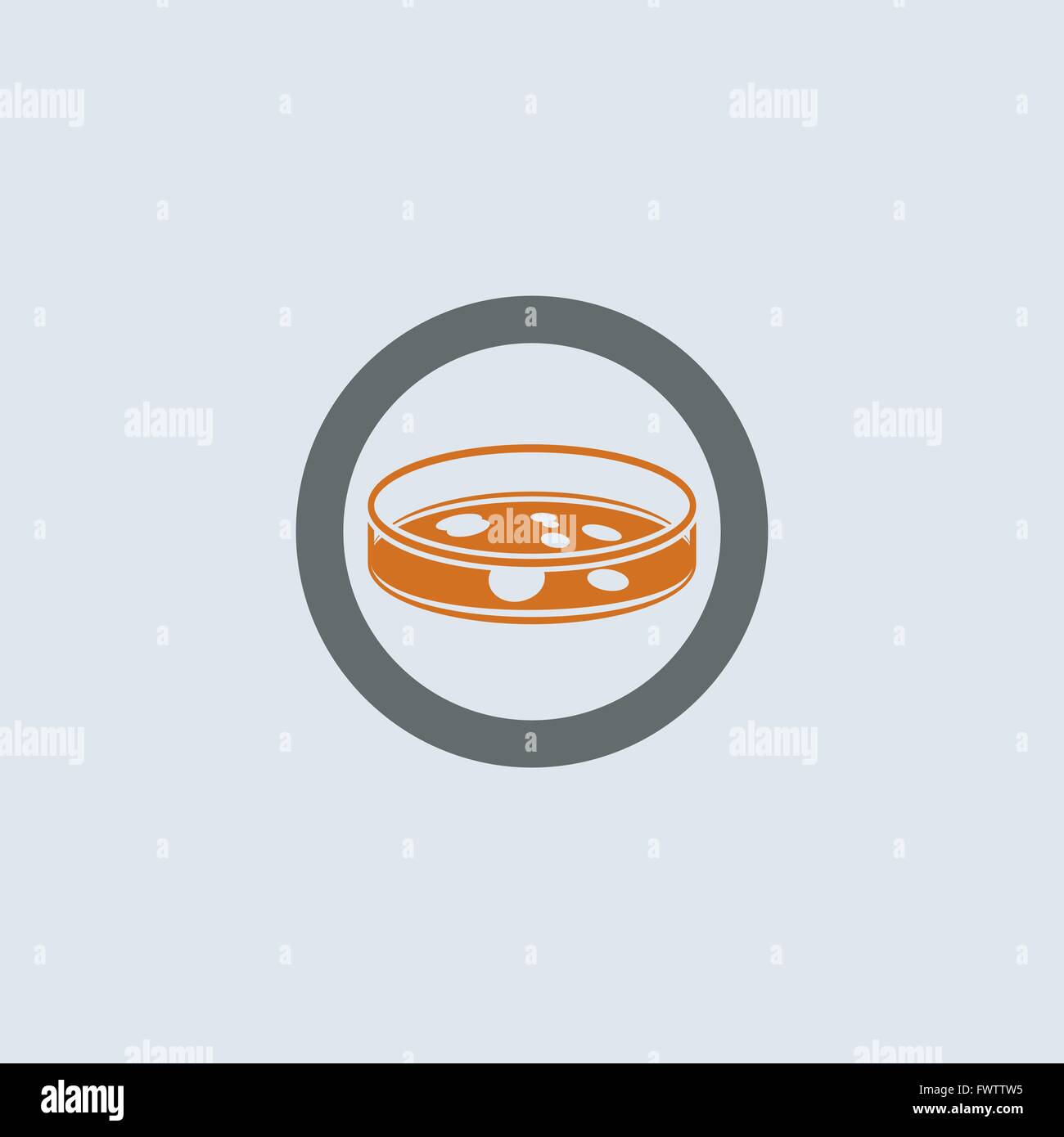 Grigio-arancio piastra Petri con un batterio round icona web Illustrazione Vettoriale