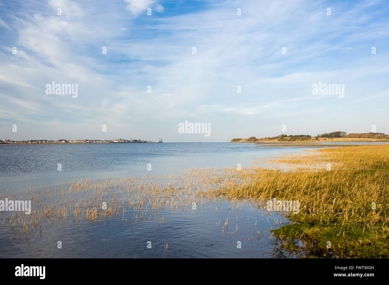 Fiume Wyre Estuary a braccio collina vicino Preesall Foto Stock