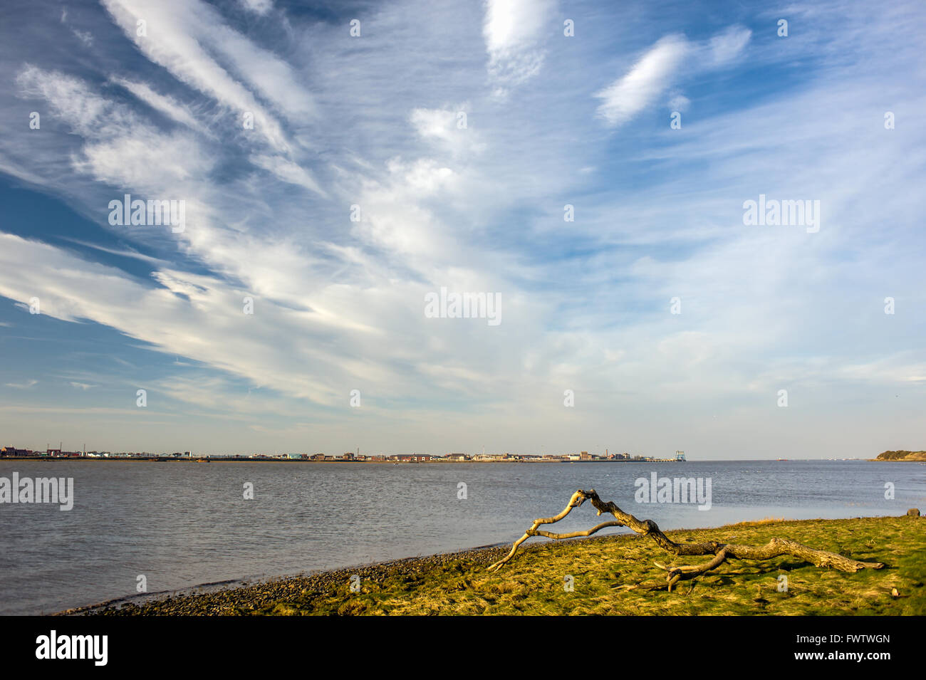 Fiume Wyre Estuary a braccio collina vicino Preesall Foto Stock
