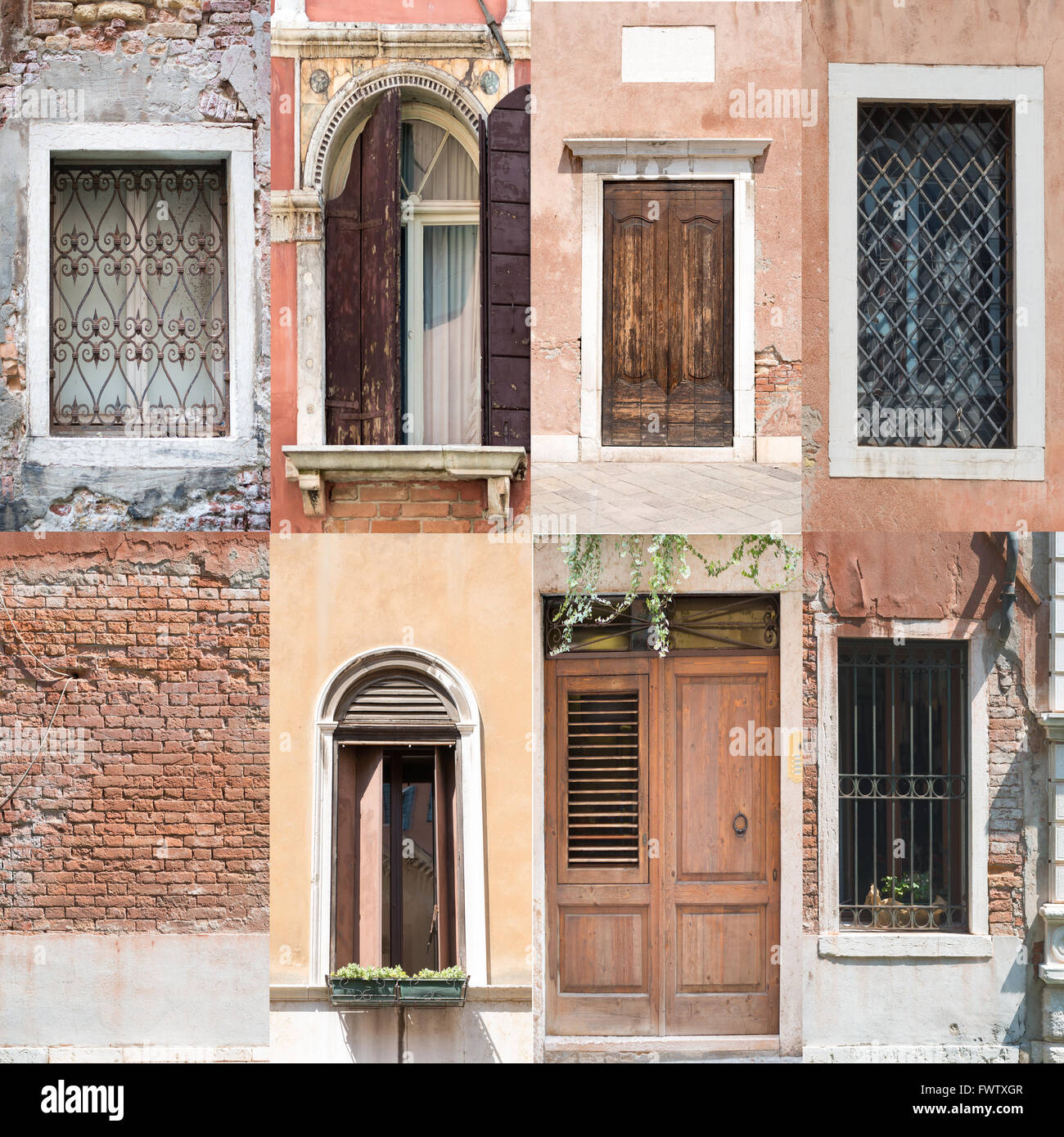 Collage di porte e finestre Foto stock - Alamy