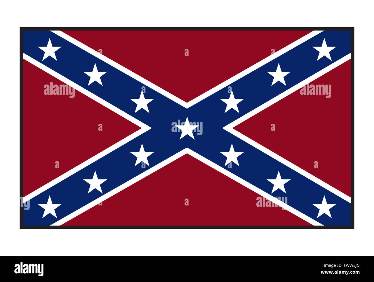Un confederato bandiera isolata su uno sfondo bianco Foto Stock