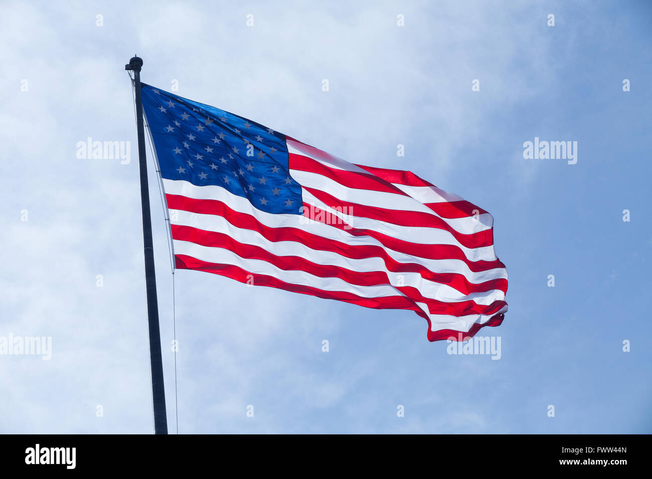 Bandiera americana, Liberty Island, New York, Stati Uniti d'America. Foto Stock