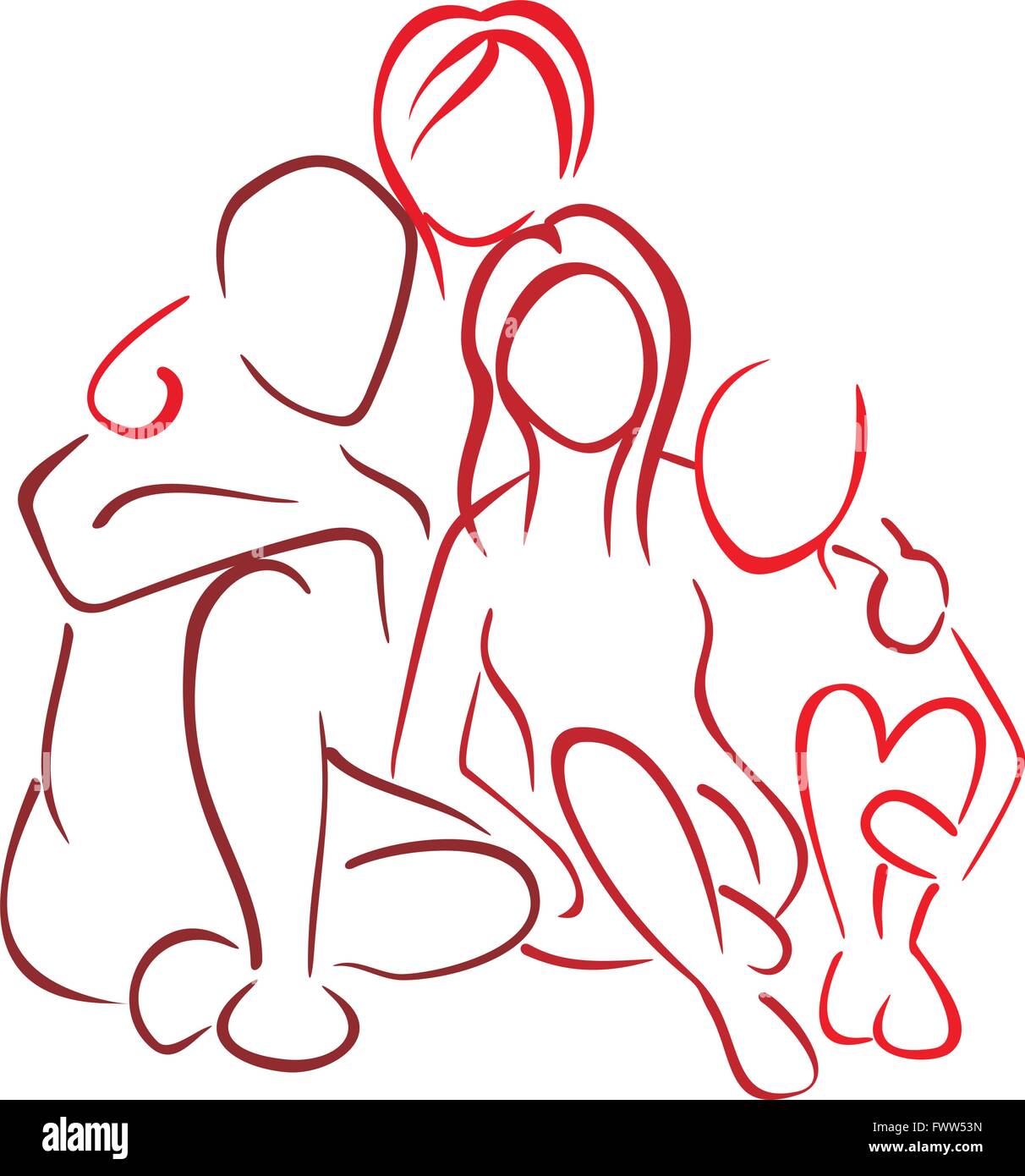 Famiglia con bambini Illustrazione Vettoriale