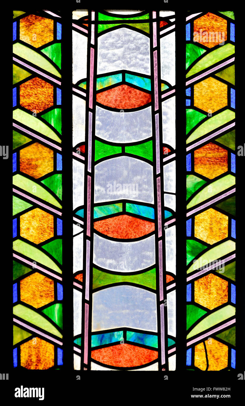 Praga, Repubblica Ceca. Obecni dum / Casa Municipale (1912 - Rinnovato degli anni novanta) Art nouveau in vetro colorato sopra l'ingresso .... Foto Stock