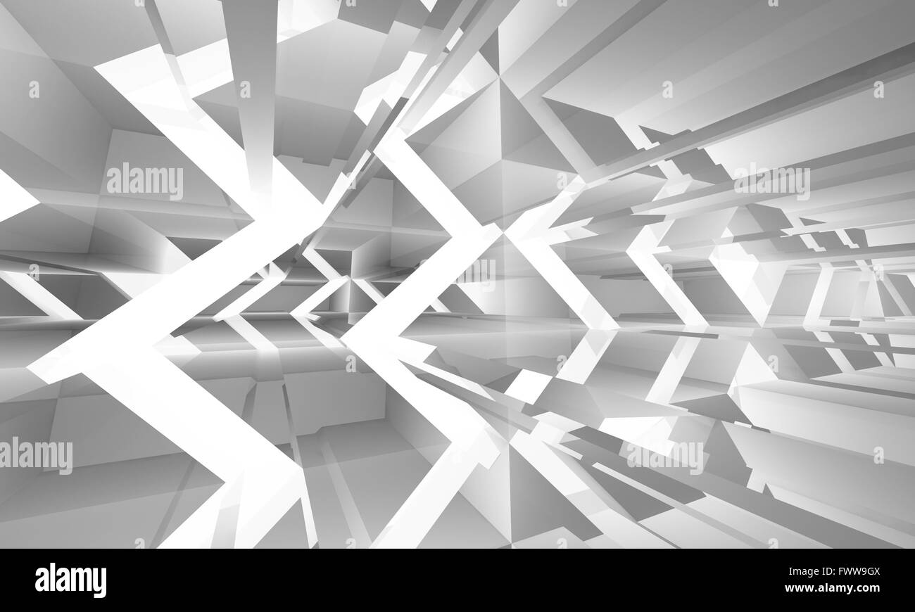 Bianco astratto sfondo digitale con caoticamente strutture di luce pattern, 3d illustrazione Foto Stock