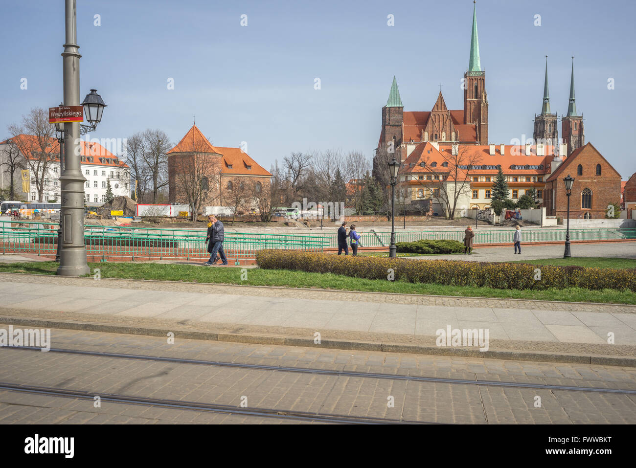 Ostrow Tumski Wroclaw giornata di sole Foto Stock