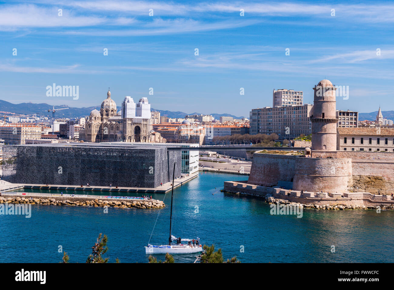 Mucem et Fort St Jean Marseille Bouche du Rhone Francia Foto Stock