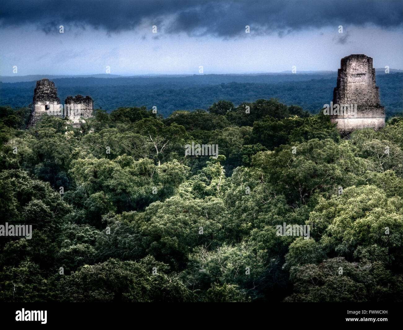 Il Tempio del giaguaro in Tikal, Peten, Guatemala Foto Stock