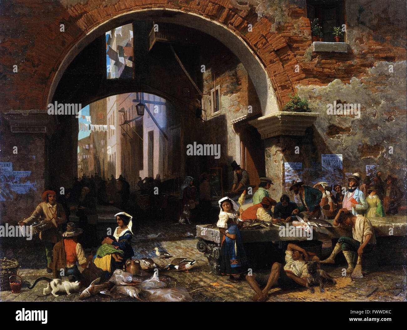 Albert Bierstadt - Romano Mercato del Pesce. Arco di Ottavio - Museo de Young Foto Stock