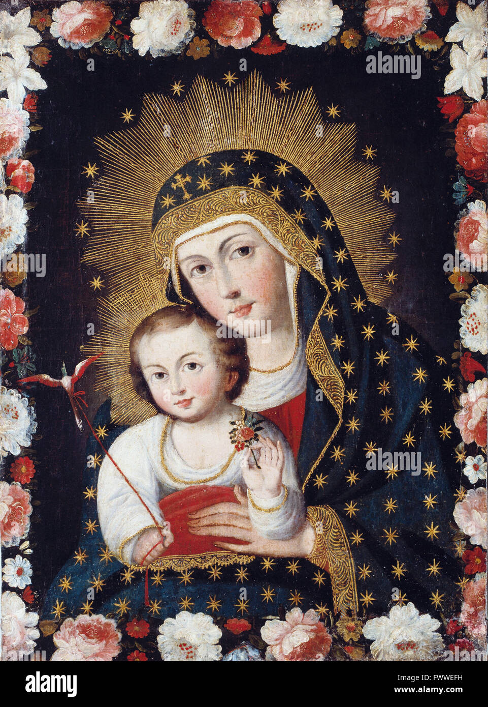 Perù - Madonna con Bambino e Bird - Denver Art Museum Foto Stock