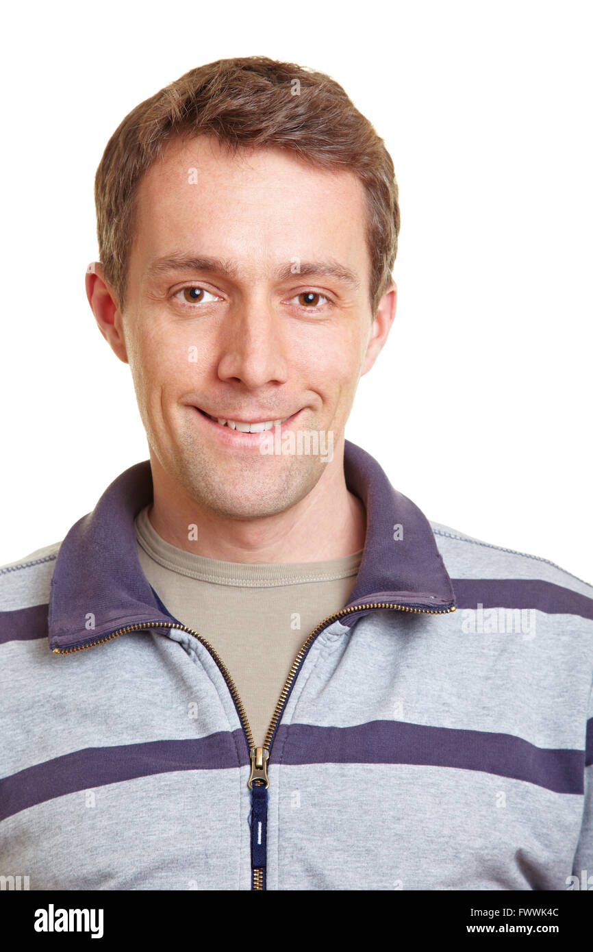Ritratto frontale di un sorridente uomo felice Foto Stock