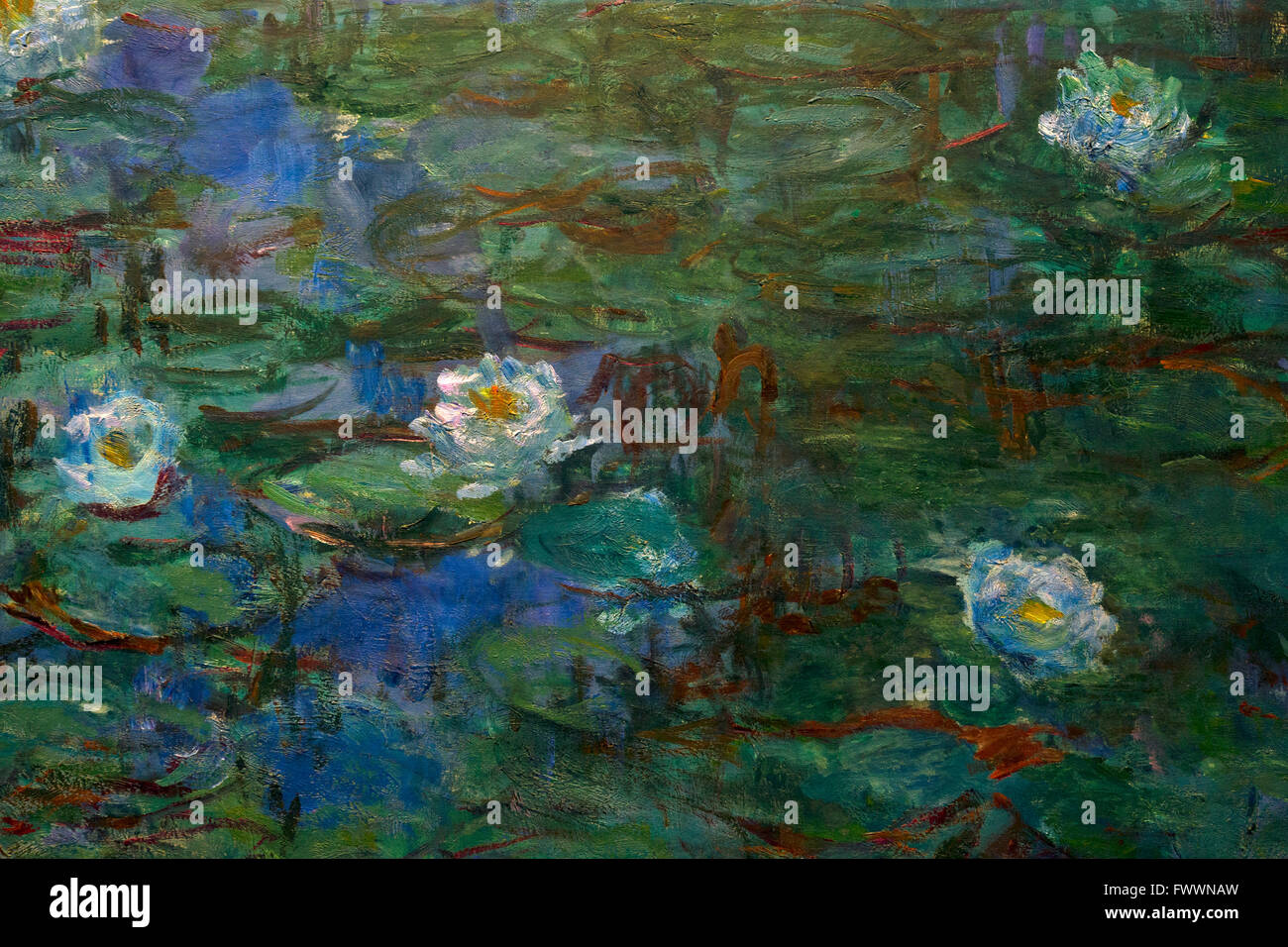 Dettaglio delle ninfee blu, nympheas bleus di Claude Monet, 1916-1919, il Musee D'Orsay, Parigi, Francia, Europa Foto Stock