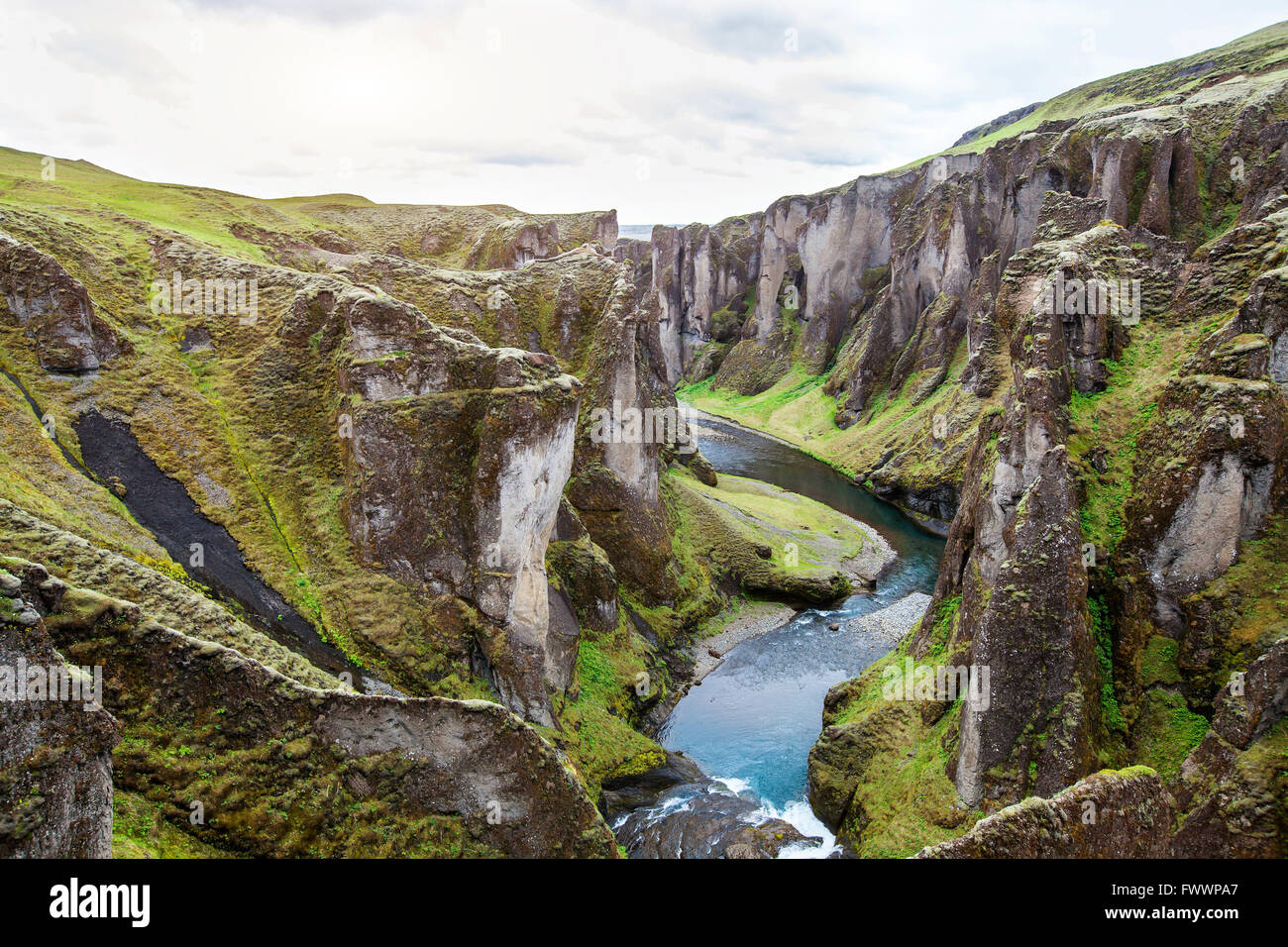 Canyon Fjadrargljufur, natura dell'Islanda, del bel paesaggio Foto Stock