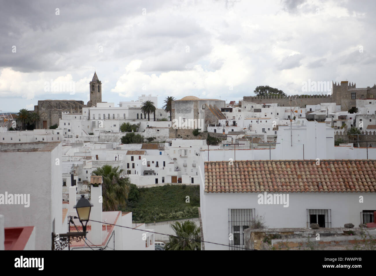 Una vista generale di Vejer de la Frontera, Cadice, Andalusia. Spagna Pic pak@ Mera Foto Stock