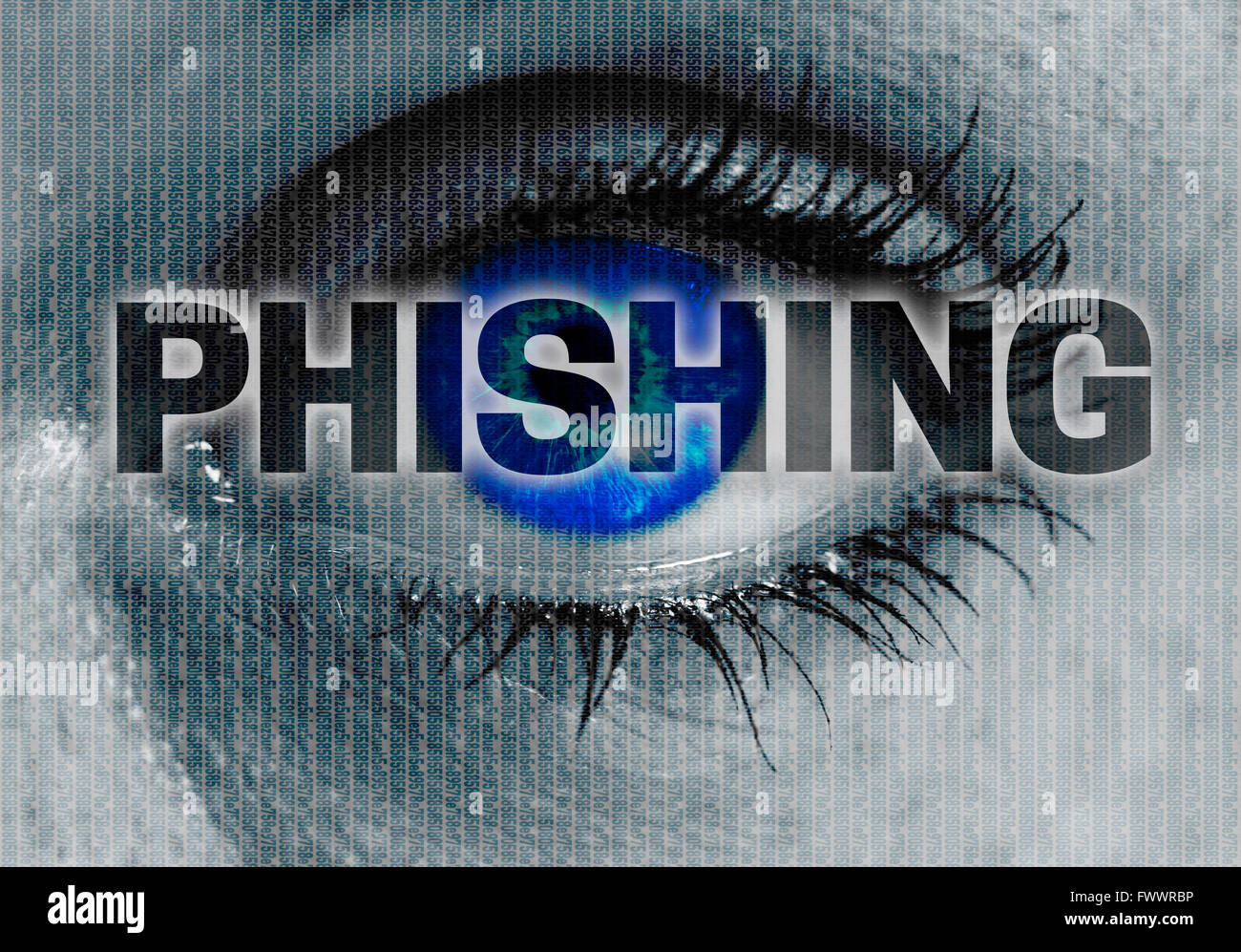 Il phishing occhio guarda al concetto del visualizzatore dello sfondo. Foto Stock
