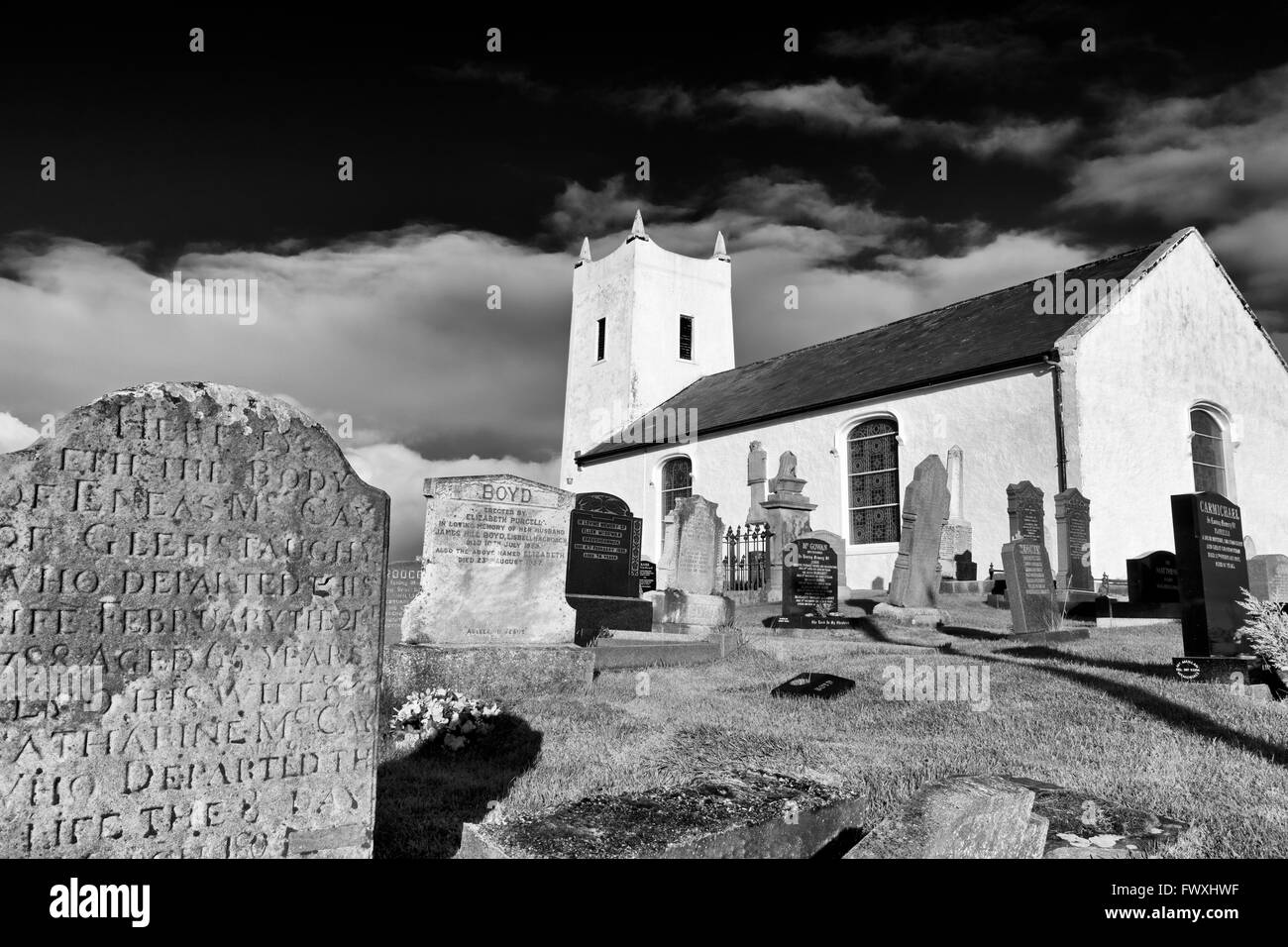 Ballintoy Chiesa, Ballintoy Village, County Antrim, Ulster (Irlanda del Nord Europa Foto Stock