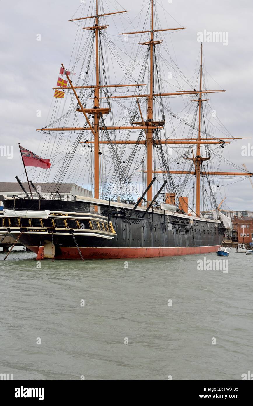 HMS Warrior ormeggiato a Portsmouth Historic Dockyard Foto Stock