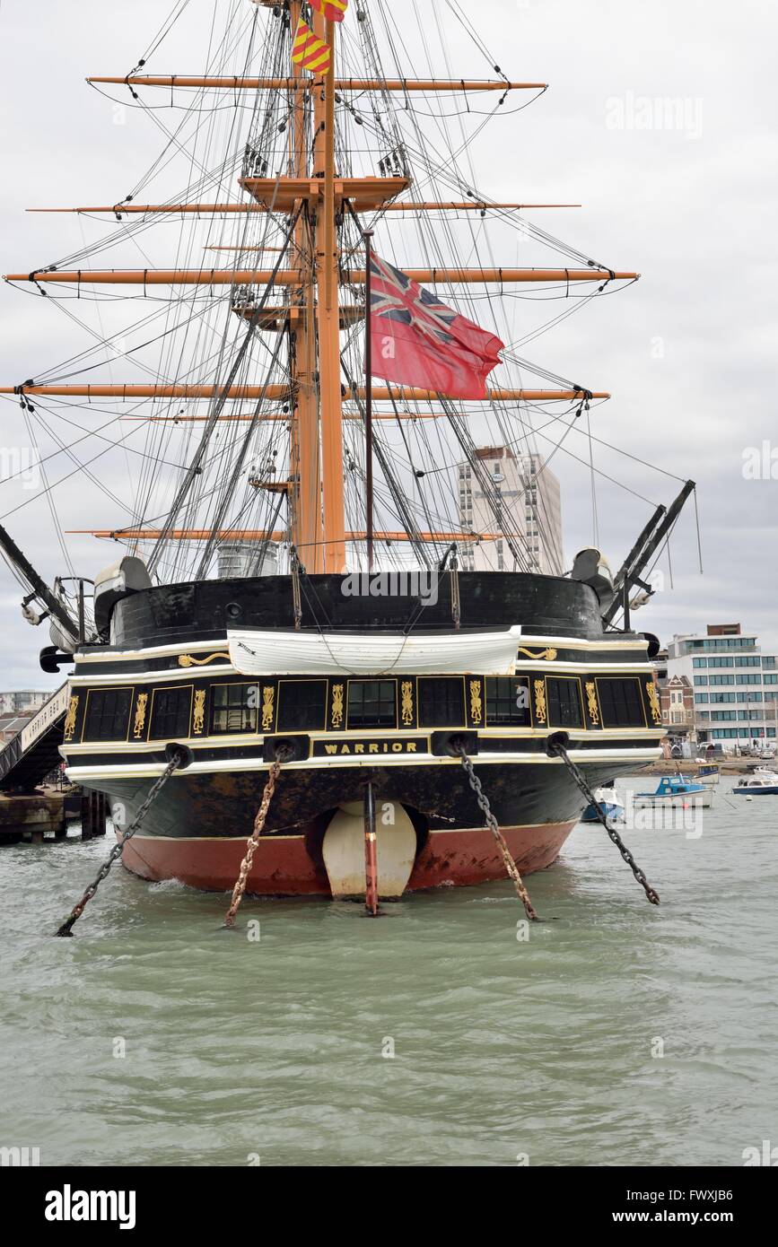 HMS Warrior ormeggiato a Portsmouth Historic Dockyard Foto Stock