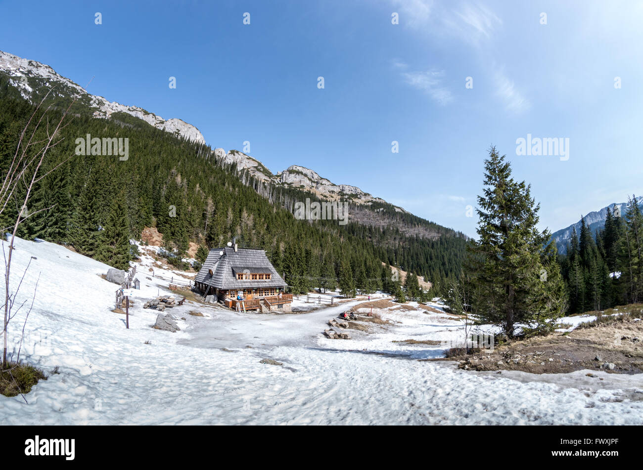 Rifugio di montagna PTTK nella valle Kondratowa, Monti Tatra, Polonia meridionale Foto Stock