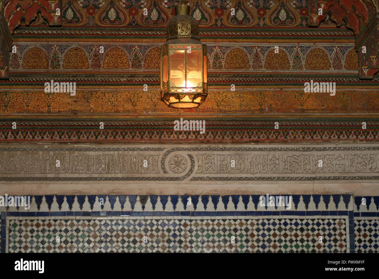 Disegni in un palazzo Marocchino Foto Stock