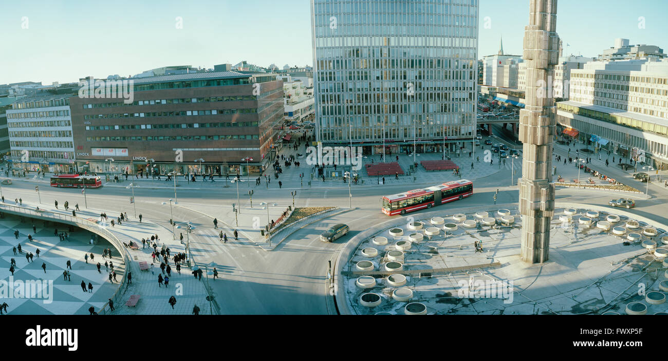 La Svezia, Stoccolma, vista in elevazione della città e Sergels Torg Foto Stock