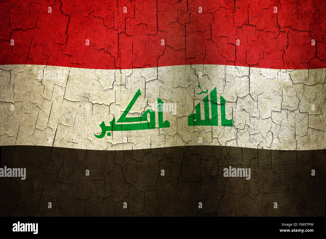 Iraq bandiera su un vecchio muro rotto Foto Stock