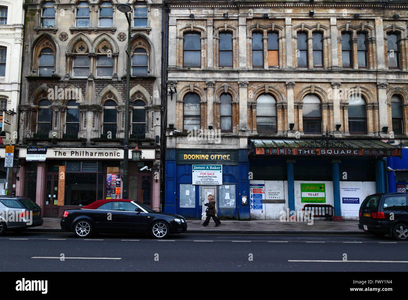 Cardiff Philharmonic Hall edificio, St Mary Street, Cardiff, South Glamorgan, Wales, Regno Unito Foto Stock