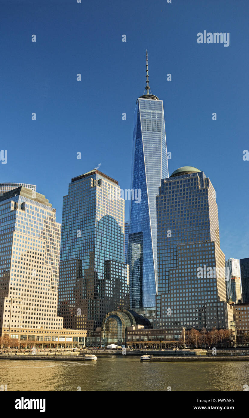 Vista del World Financial Center di New York City. Foto Stock