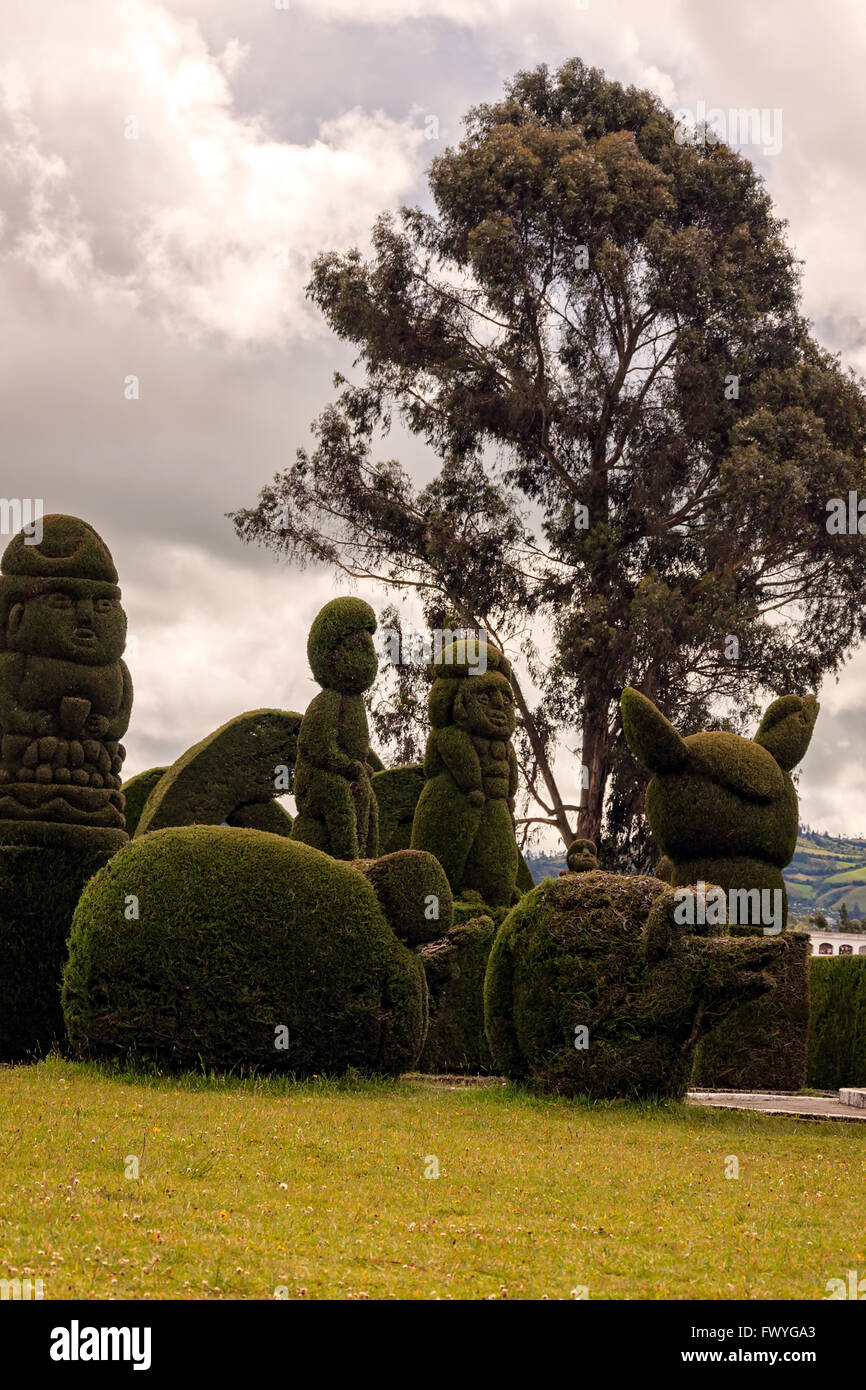 La più grande attrazione risalente al 1936 per i turisti in Tulcan City è la Topiaria da cimitero Giardino Foto Stock