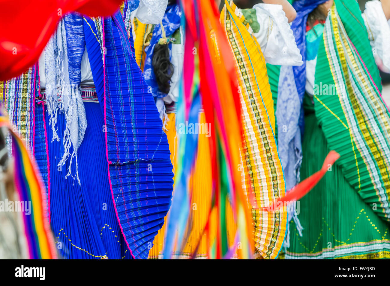 Folk tradizionale costume e ricami da Ecuador, provincia di Tungurahua Foto Stock