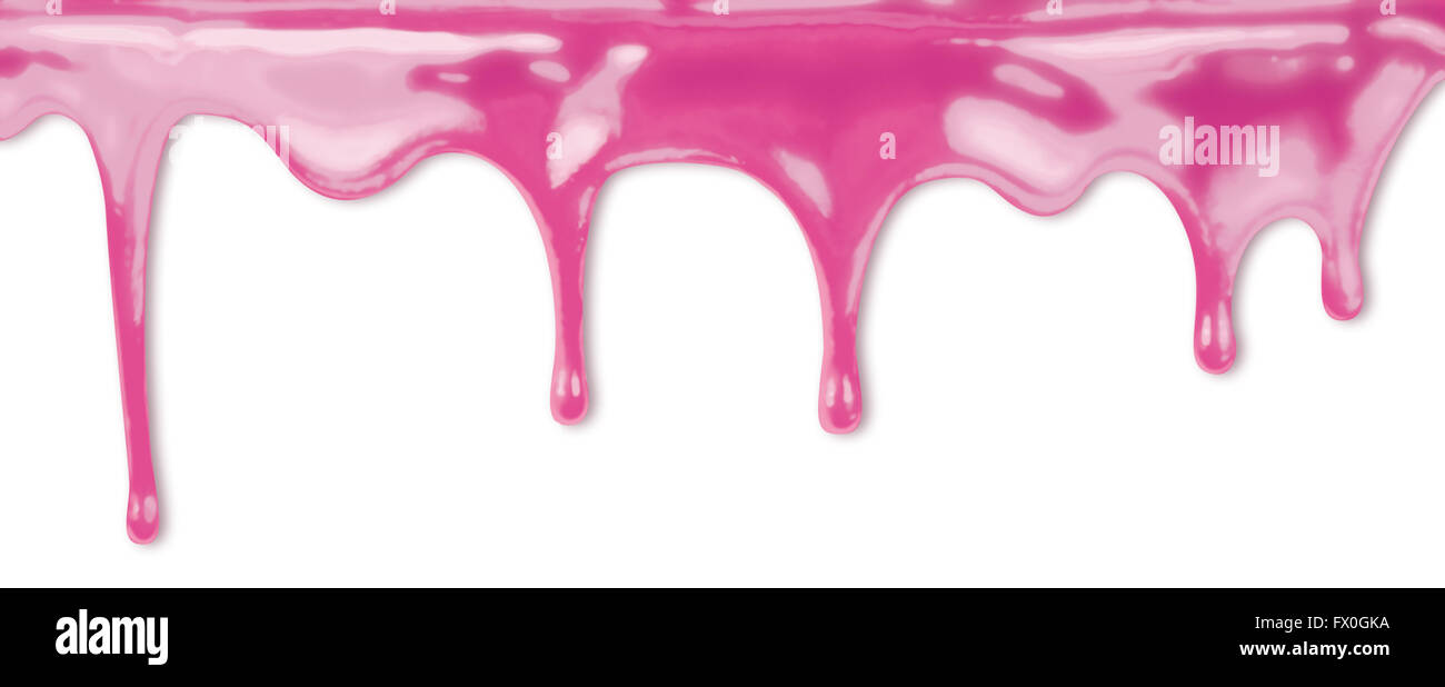 Fluente smalto rosa isolato su bianco Foto Stock