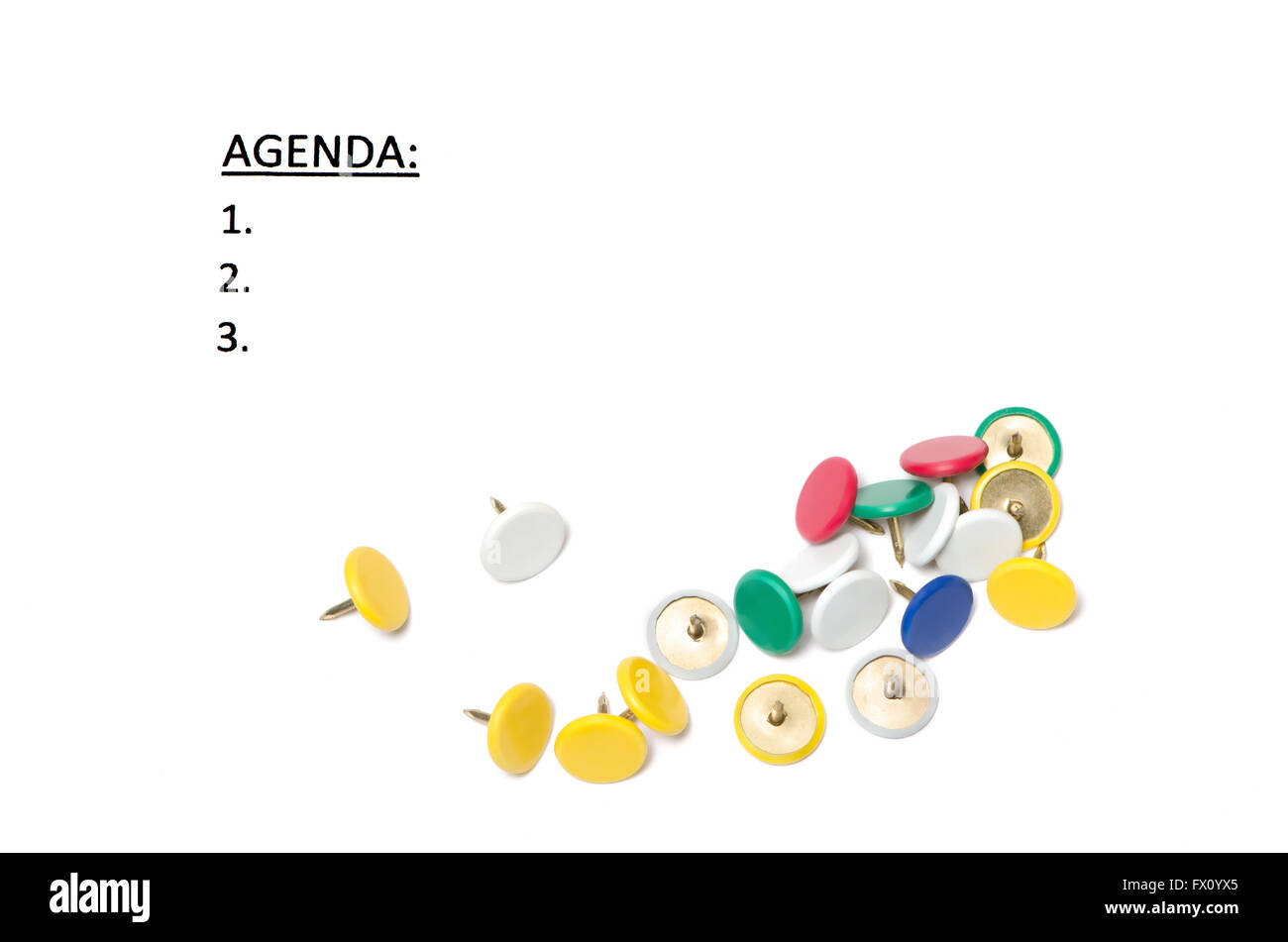Tre passaggi di agenda e stack del pollice unghie. Foto Stock