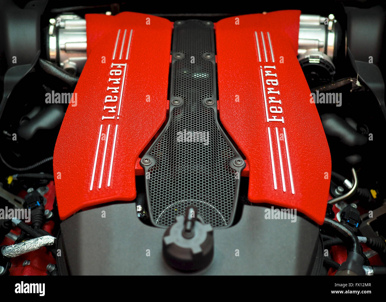 La Ferrari 488 GTB rosso del motore V8 turbo Foto Stock