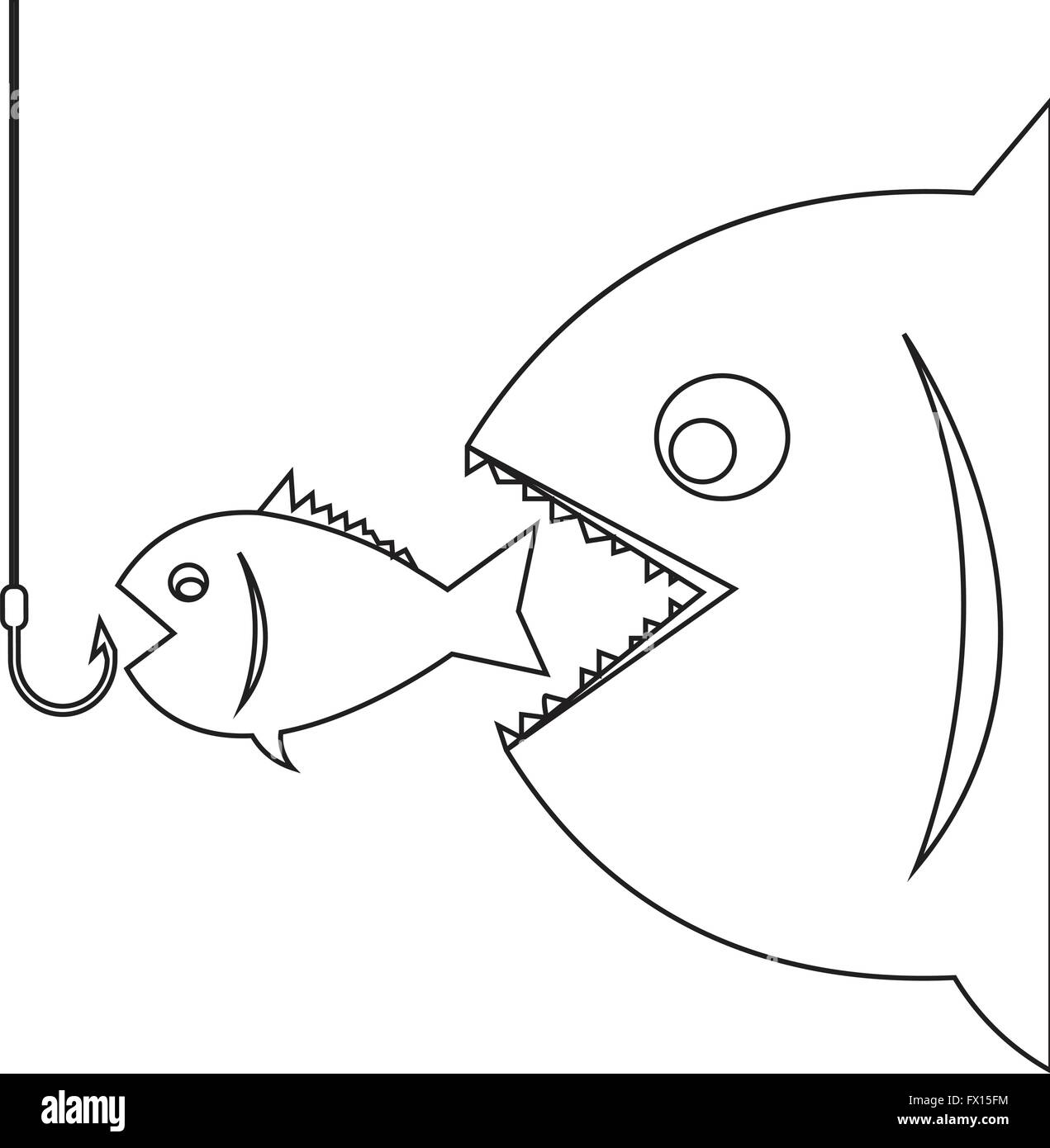 Il pesce grande mangia il pesce piccolo Illustrazione Vettoriale
