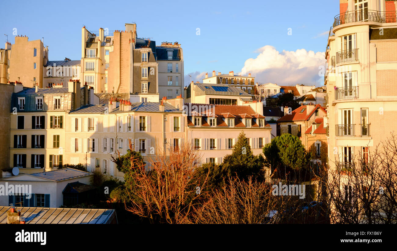 Lo skyline di Parigi a Montmartre Foto Stock