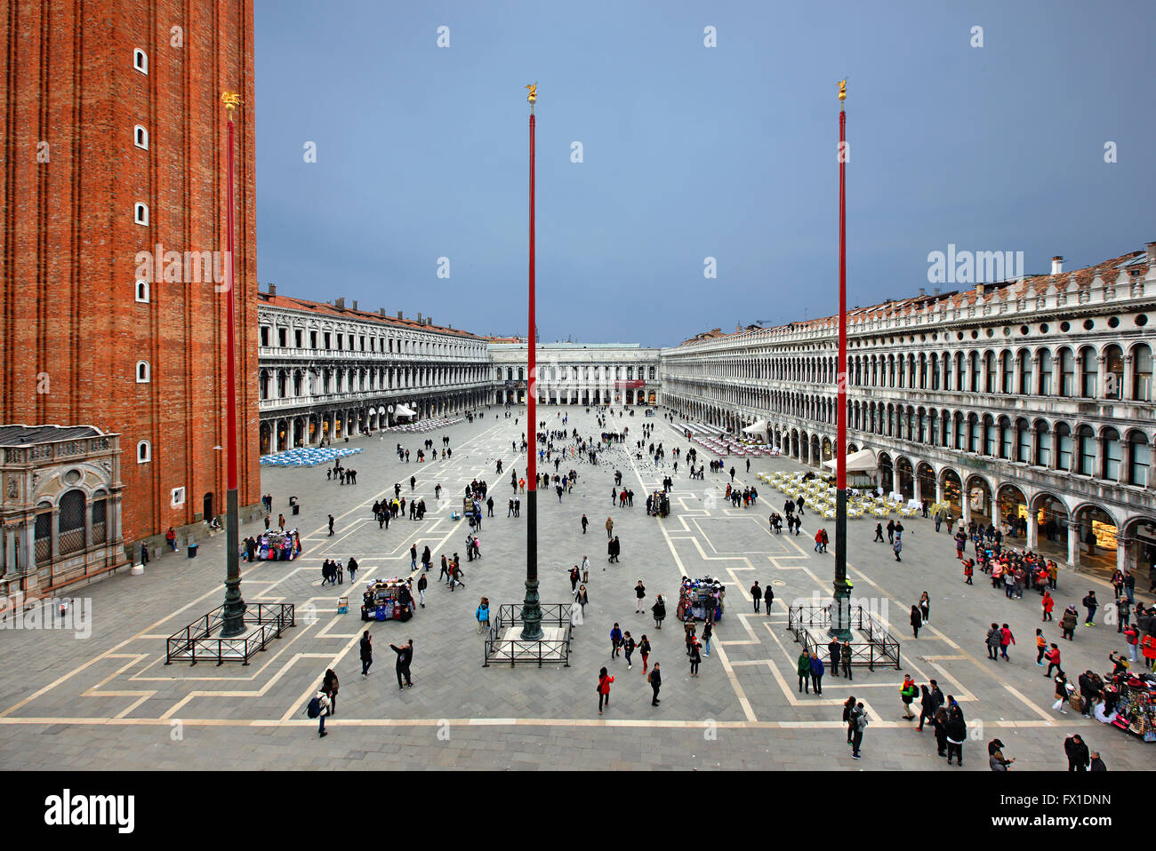Vista della piazza di San Marco (piazza San Marco) dalla Loggia Dei Cavalli, la Basilica di San Marco, Venezia, Italia. Foto Stock