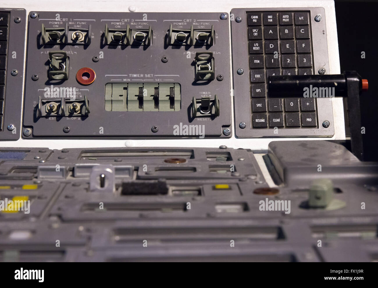 Meccanismo di comando in cabina space shuttle Foto Stock