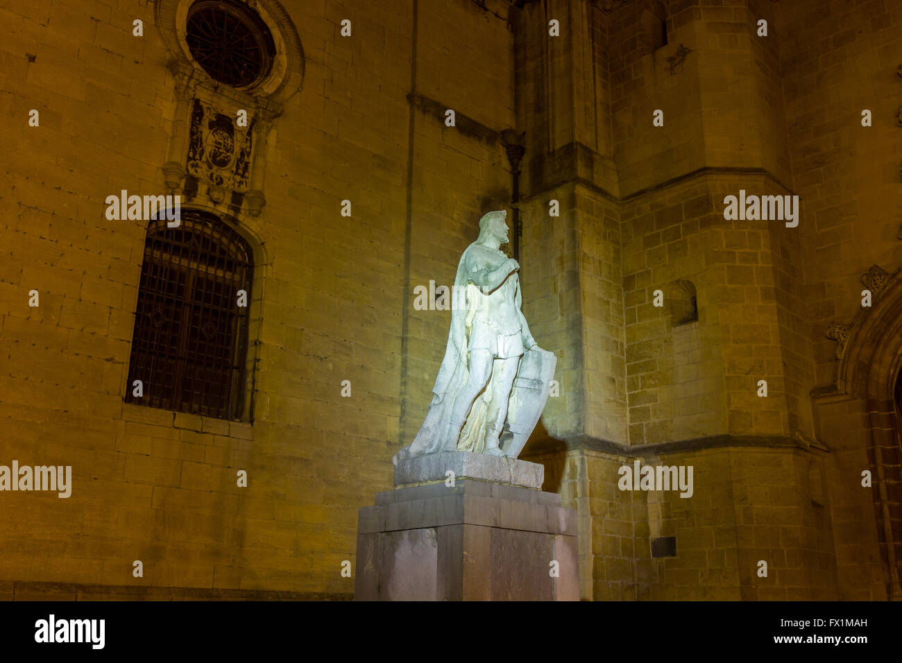 Vista notturna della famosa città di Vigo, Spagna Foto Stock