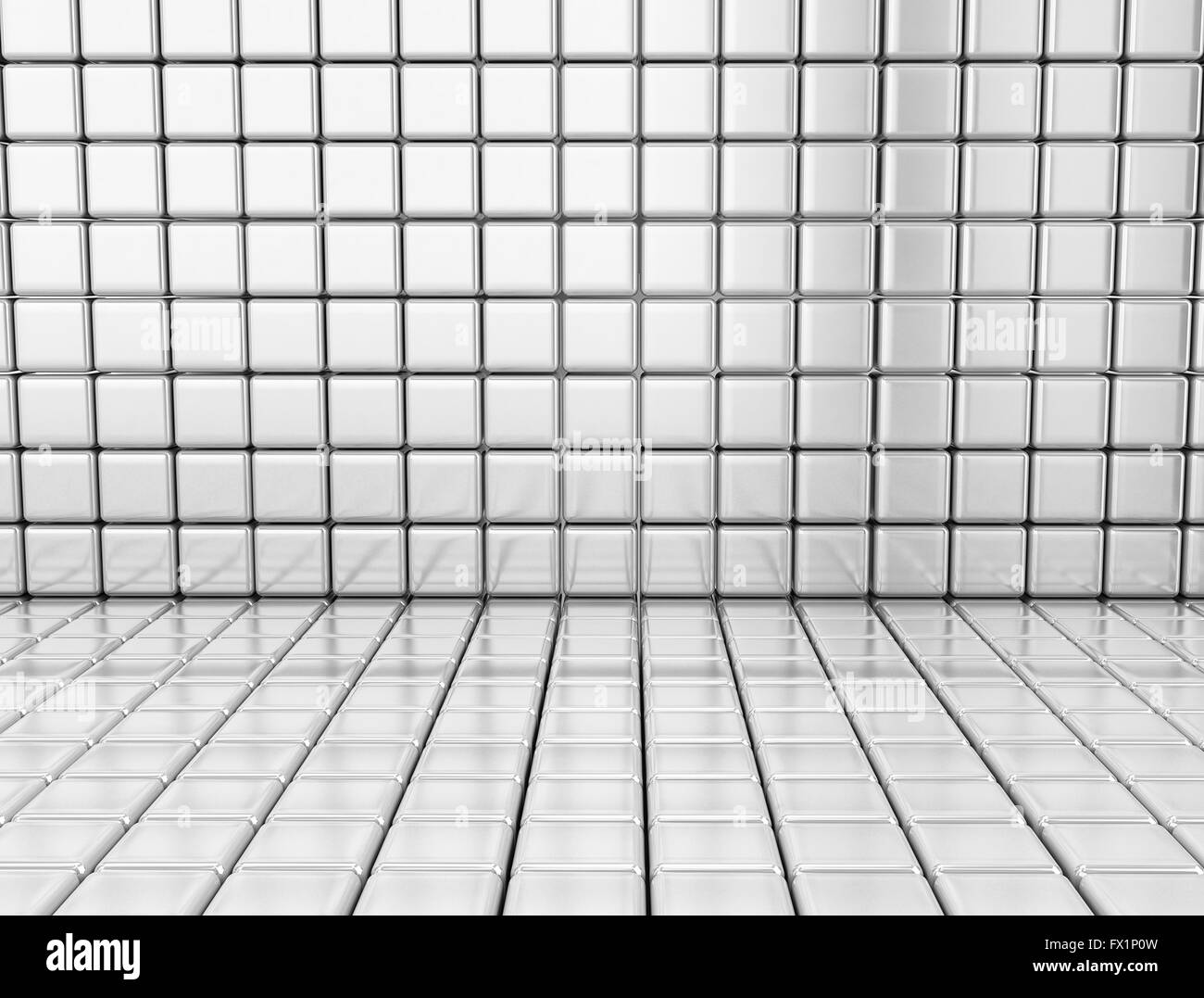 Abstract metallico scuro muro cubetti di sfondo. 3D Render illustrazione Foto Stock