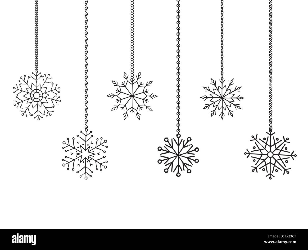 Ghirlanda di fiocchi di neve di frontiera, Natale e Anno Nuovo decorazione per il tuo design Illustrazione Vettoriale