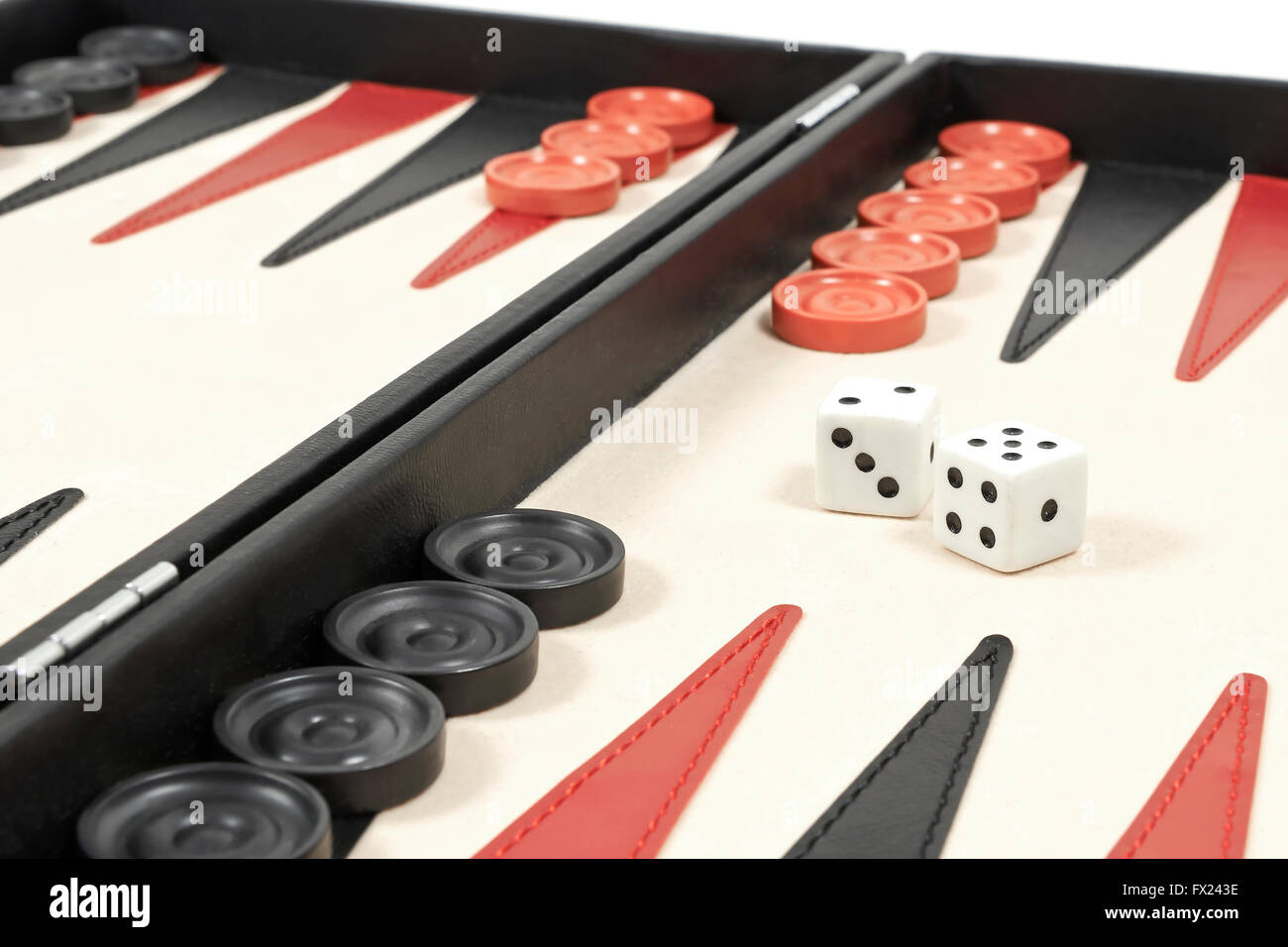 Primo piano di un gioco del Backgammon Foto Stock