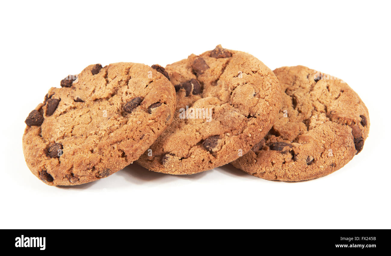 Biscotti al cioccolato su sfondo bianco Foto Stock