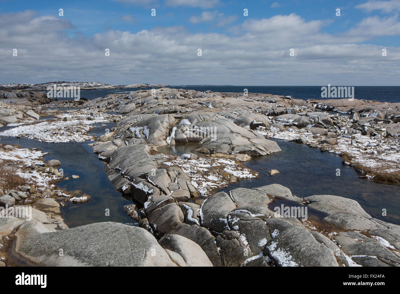 Spiaggia rocciosa a Peggys Cove Foto Stock