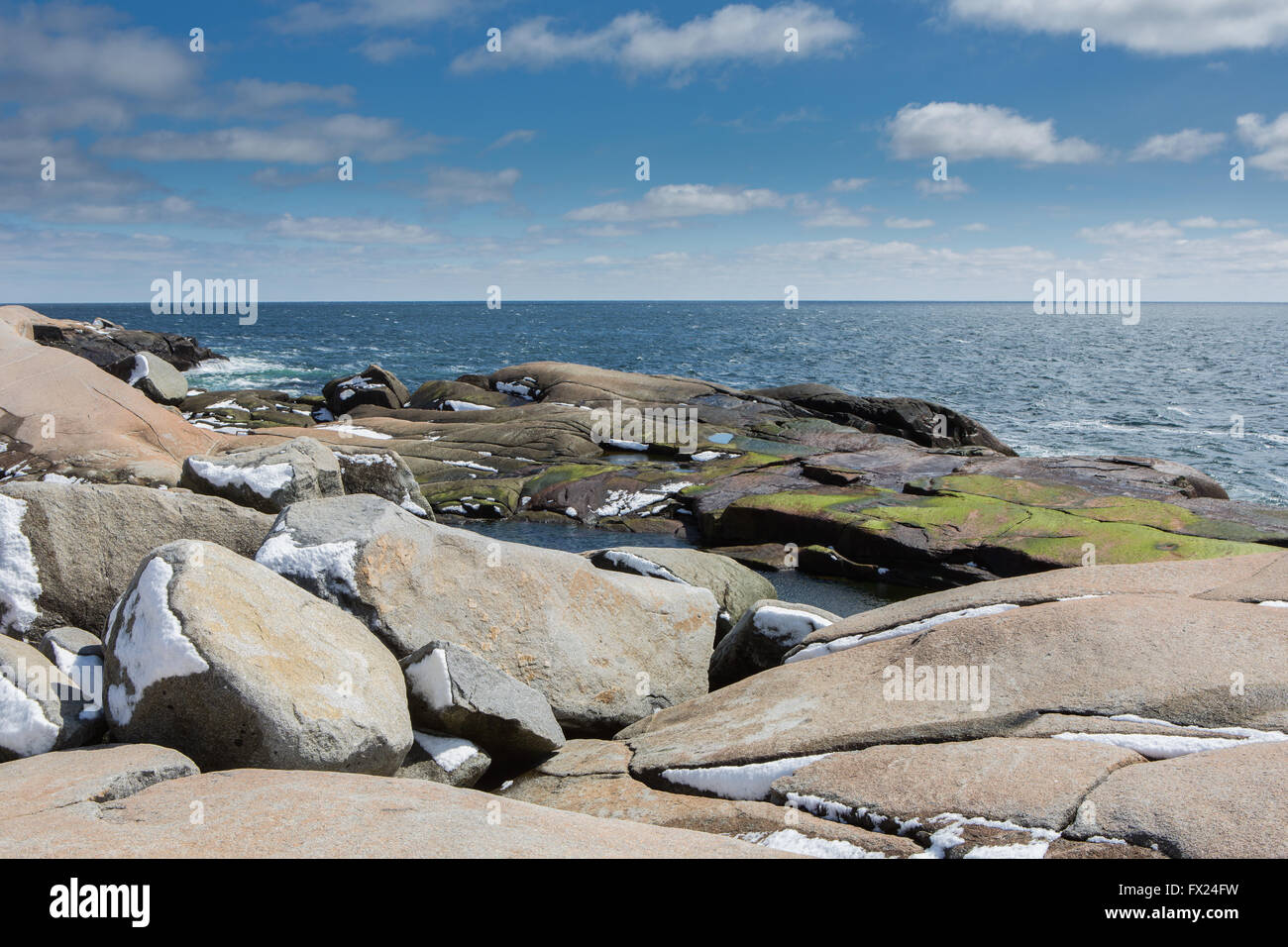 Spiaggia rocciosa a Peggys Cove Foto Stock