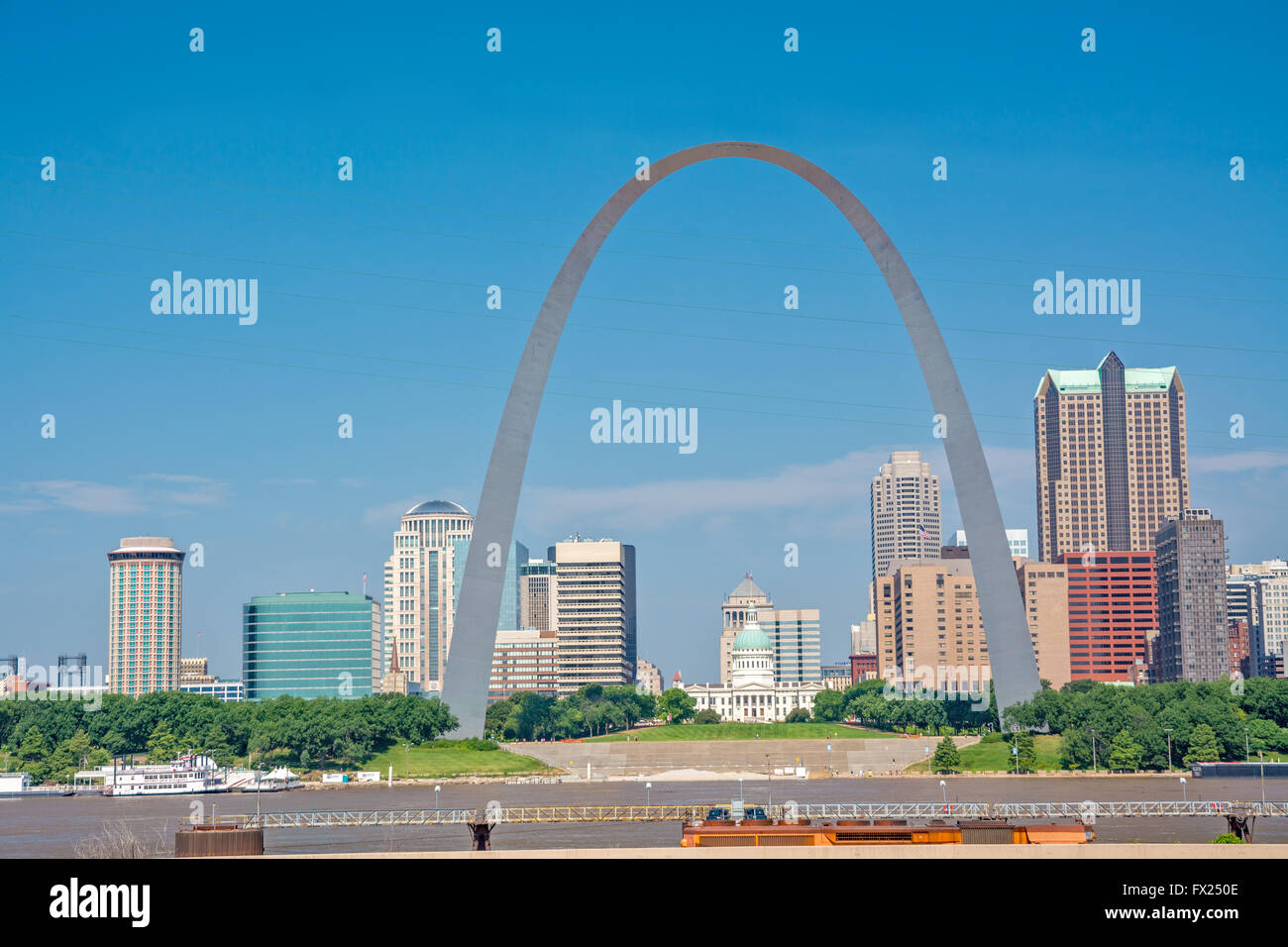 Skyline di San Louis con arch Foto Stock