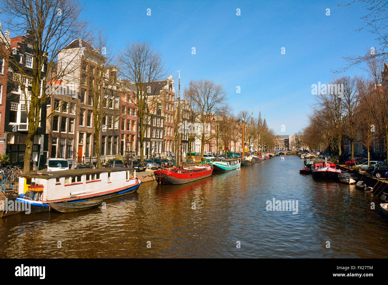 Vista sul canale Keizersgracht in Amsterdam. Foto Stock