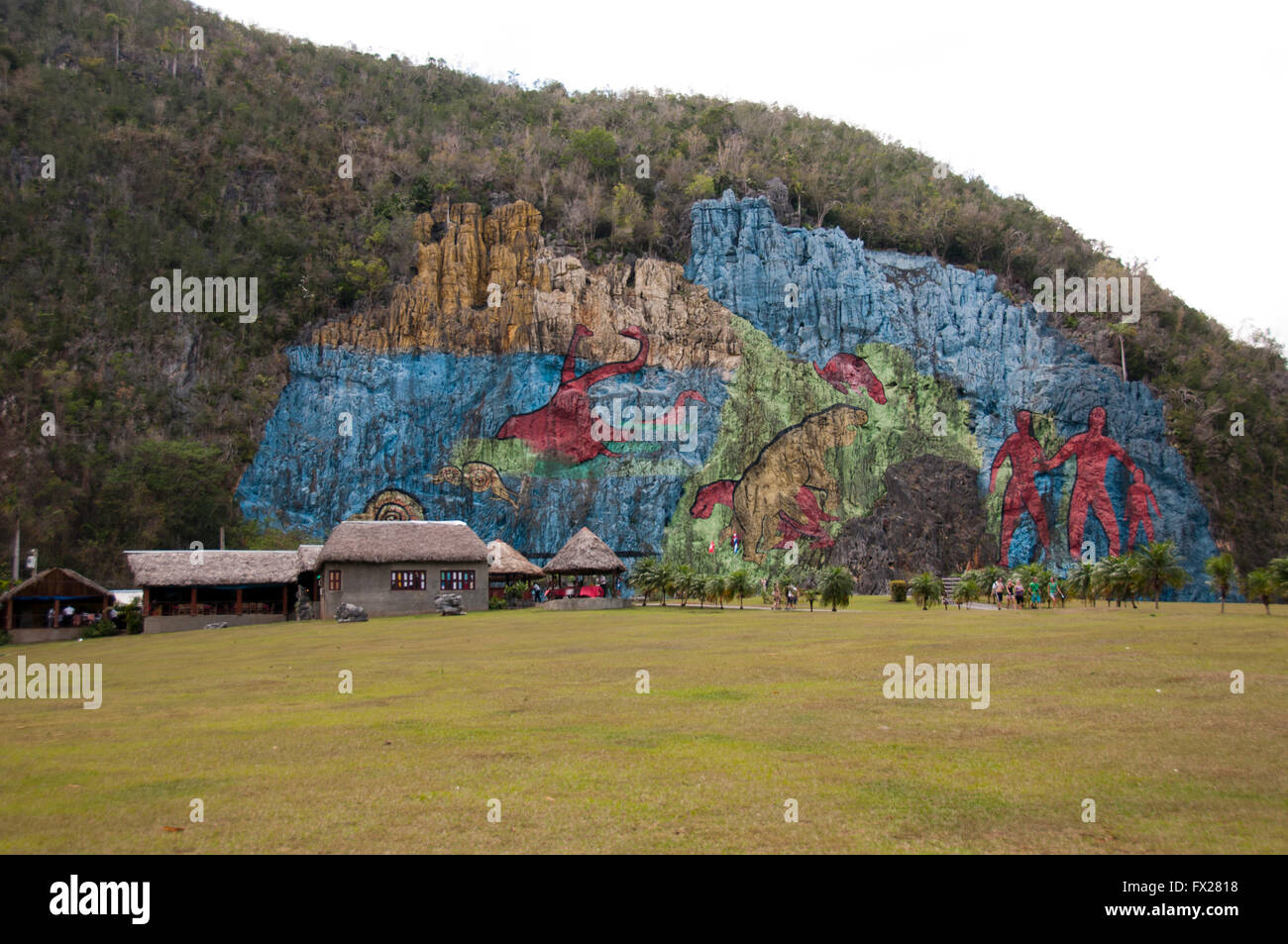 Parete preistorici pittura, Vinales., Cuba Foto Stock