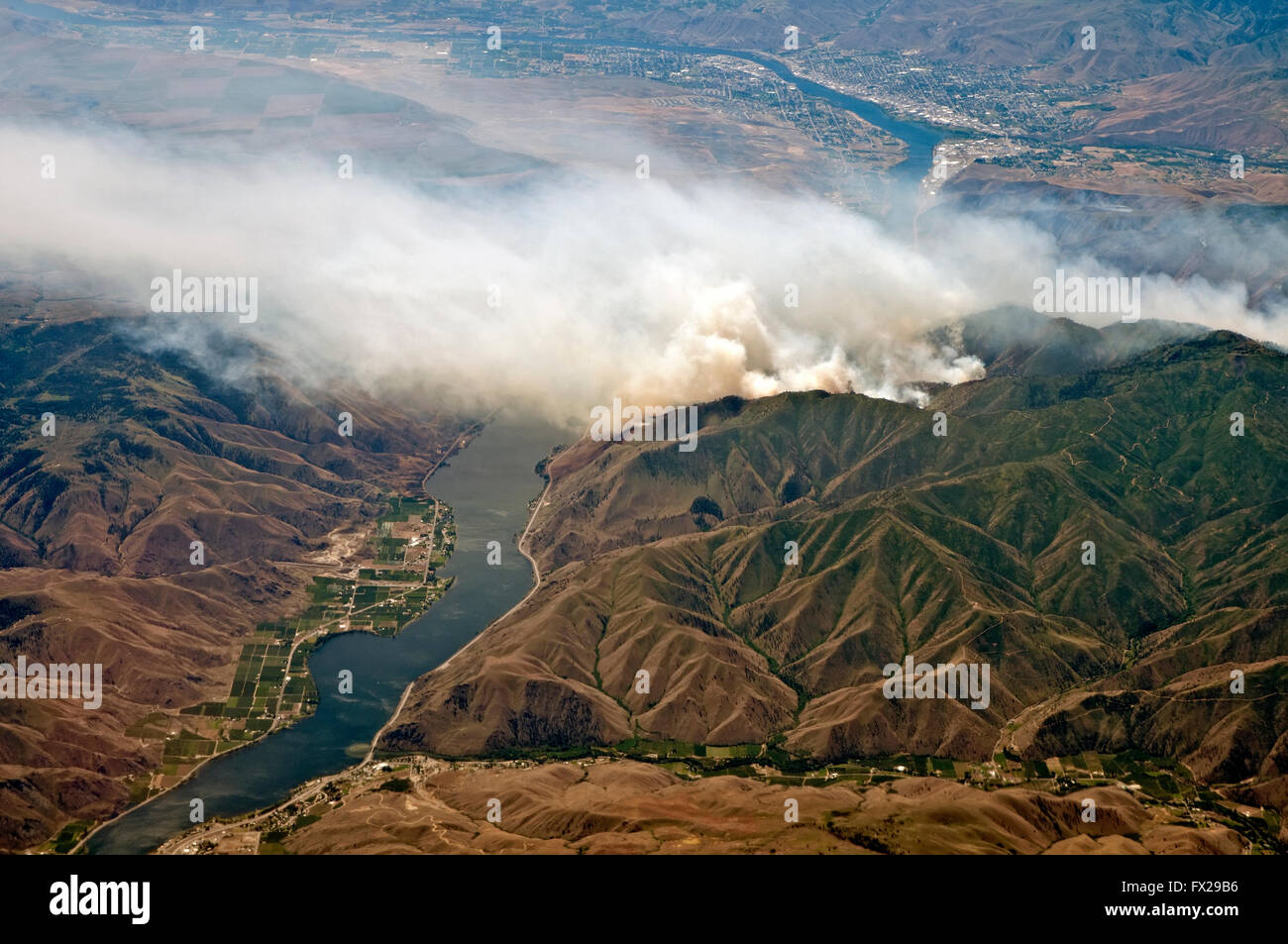 Incendio di foresta, vista aerea, STATI UNITI D'AMERICA Foto Stock