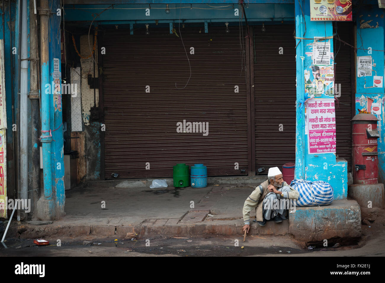 In Begger Chandni Chowk, Vecchia Delhi Foto Stock