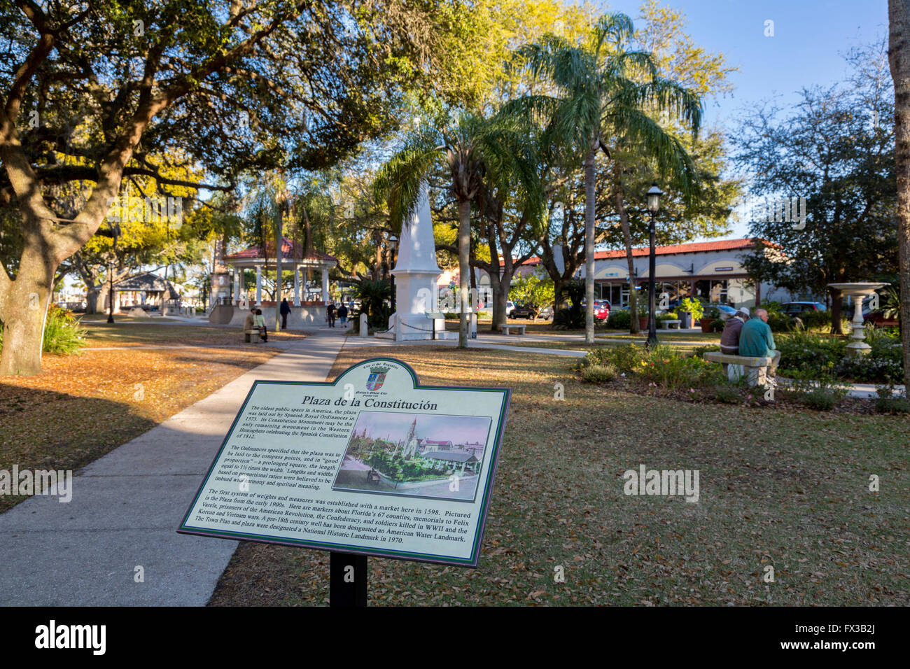 Sant'Agostino, Florida, Stati Uniti d'America. La Piazza della Costituzione, la più antica piazza pubblica negli Stati Uniti. Foto Stock